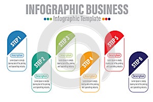 6 Steps, 6 Option Geometric shape with steps,options,processes or workflow.Business data visualization. Creative step infographic