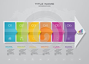 6 steps arrow timeline infographic element. EPS 10.