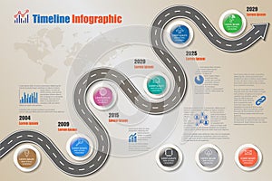 6 steps business roadmap timeline infographic, vector illustration