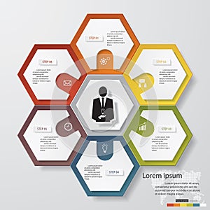 6 steps chart template/graphic or website layout.