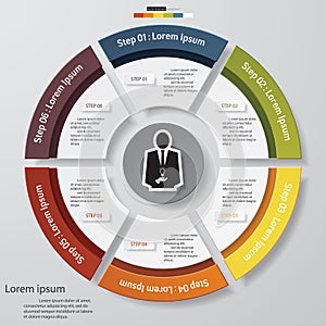 6 steps chart template/graphic or website layout.