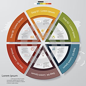 6 steps chart template/graphic or website layout.