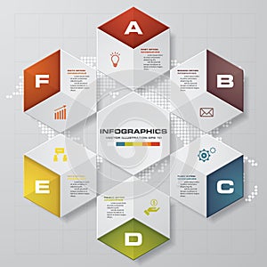 6 Steps chart template. Vector.