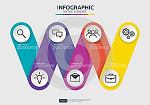 6 steps connection Infographic element design template for diagram, presentation, workflow, annual report. Business data