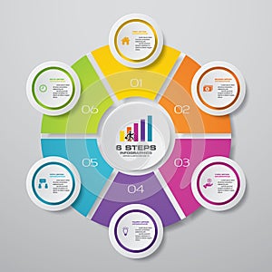 6 steps cycle chart infographics elements.