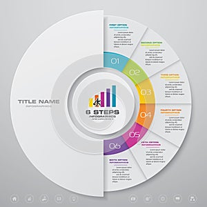 6 steps cycle chart infographics elements.