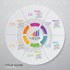 6 steps cycle chart infographics elements.