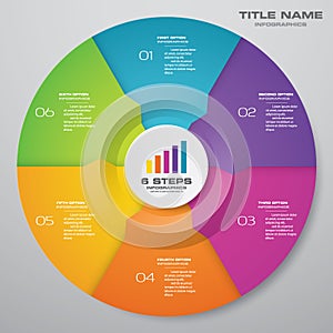 6 steps cycle chart infographics elements.