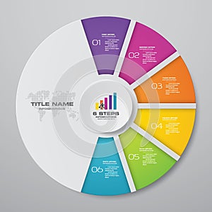 6 steps cycle chart infographics elements for data presentation.