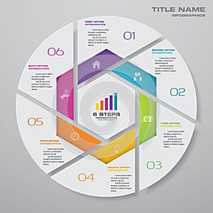 6 steps cycle chart infographics elements for data presentation.