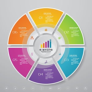 6 steps cycle chart infographics elements for data presentation.