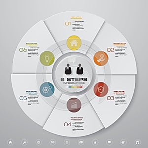 6 steps cycle chart infographics elements. EPS 10.