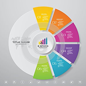 6 steps cycle chart infographics elements. EPS 10.