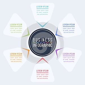 6 Steps Infographic business design 6 objects, elements or options infographic template for business information