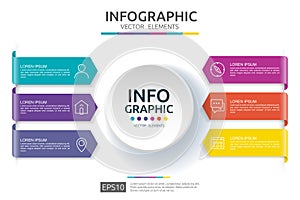 6 steps infographic. timeline design template with 3D paper label. Business concept with options. For content, diagram, flowchart,