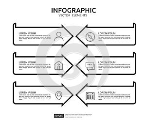 6 steps infographic. timeline design template with 3D paper label. Business concept with options. For content, diagram, flowchart,