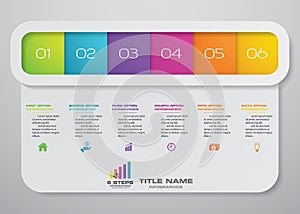6 steps infographics element template chart for presentation.