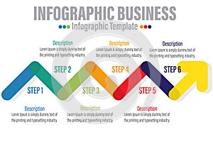 6 Steps Modern Timeline diagram with Road journey concept. presentation vector infographic. Infographic template for business.