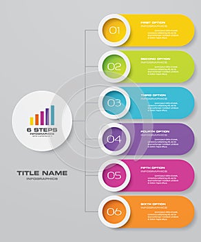6 steps simple&editable process chart infographics element.