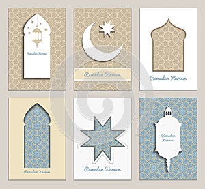 6 universal templates brochure, booklet, card in retro style with arabian patterns. Social media and marketing banners