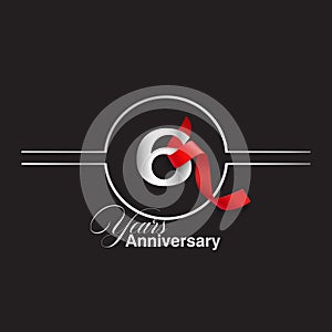 6 Year Anniversary celebration Vector Template Design Illustration