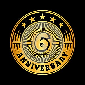 6 years anniversary celebration. 6th anniversary logo design. Six years logo.