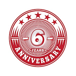 6 years anniversary celebration. 6th anniversary logo design. Six years logo.