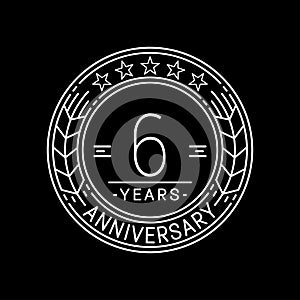 6 years anniversary celebration logo template. 6th line art vector and illustration.