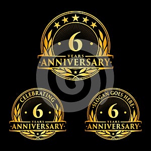 6 years anniversary design template. Anniversary vector and illustration. 6th logo.