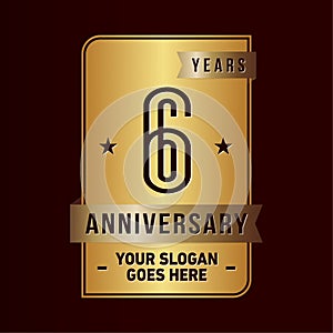 6 years celebrating anniversary design template. 6th logo. Vector and illustration.