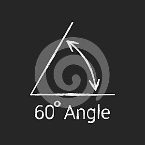 60 degree angle chalk icon, isolated icon with angle symbol and text