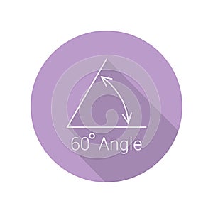 60 degree angle flat icon, isolated icon with angle symbol and text