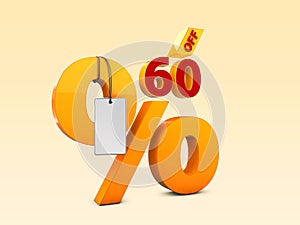60 Off Special offer sale 3d illustration. Discount offer price symbol