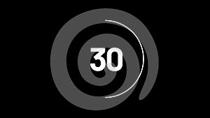 60 sec black and white transparent circle countdown timer