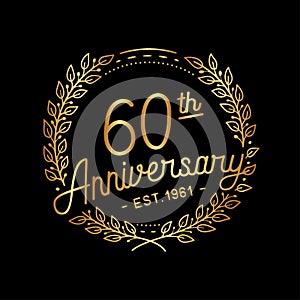 60 years anniversary celebration with laurel wreath. 60th anniversary logo.