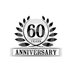 60 years anniversary celebration logo. 60th anniversary luxury design template. Vector and illustration.