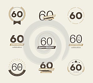 60 years anniversary logo set. 60th anniversary icons.