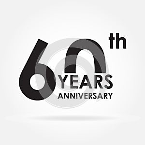 60 years anniversary sign or label. Template for celebration and congratulation design. Black vector illustration of 60th annivers