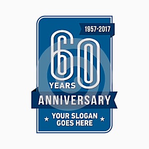 60 years celebrating anniversary design template. 60th logo. Vector and illustration.