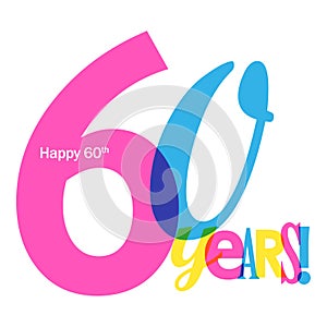 60 YEARS colorful overlapping letters banner