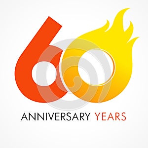 60 years old celebrating fiery logo.