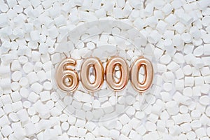 6000 followers card. Template for social networks, blogs. Background with white marshmallows