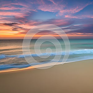 605 Tranquil Beach Sunset: A serene and tranquil background featuring a beach sunset in soothing and natural colors that create
