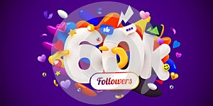 60k or 60000 followers thank you. Social Network friends, followers, Web user Thank you celebrate of subscribers or
