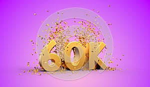 60K thank you illustration with golden text and confettis