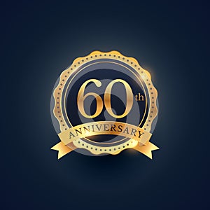 60th anniversary celebration badge label in golden color