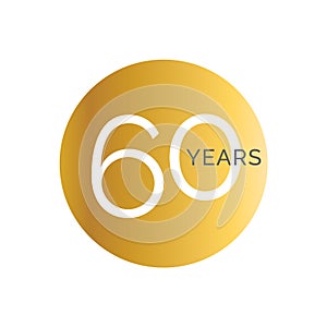 60th Anniversary gold banner template, sixtieth jubilee labels, business birthday logo, vector illustration