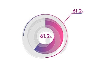 61.2 Percentage circle diagrams Infographics vector, circle diagram business illustration, Designing the 61.2 Segment in the Pie