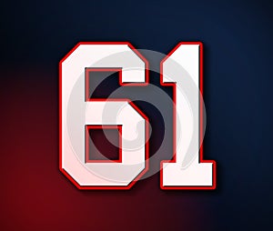 61 American Football Classic Sport Jersey Number in the colors of the American flag design Patriot, Patriots 3D illustration