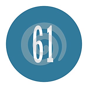 61 numeral logo with round frame in blue color